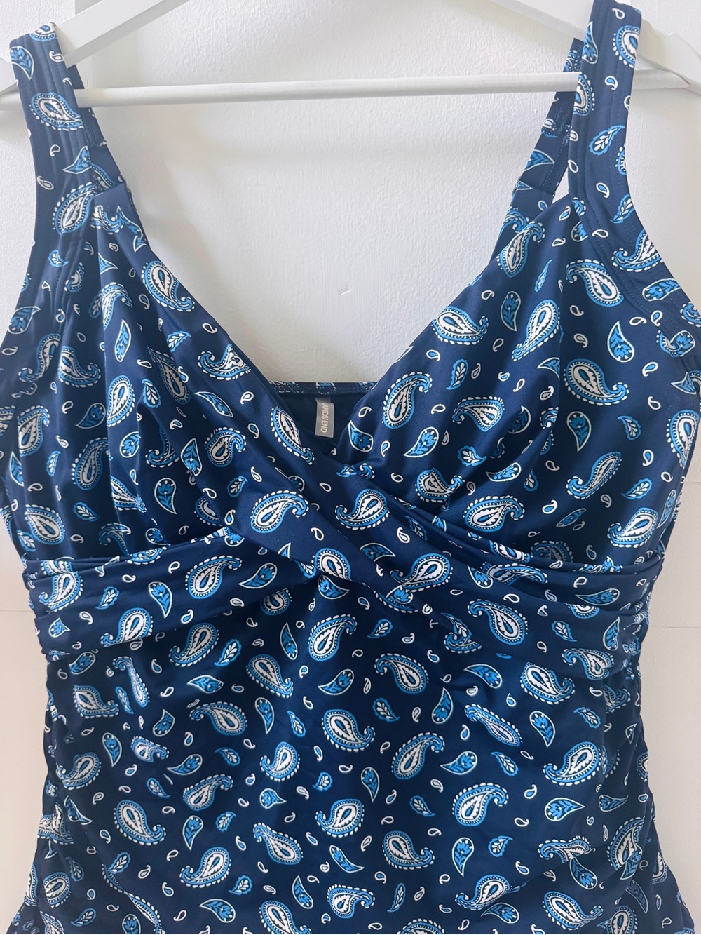 Lands' End Navy and White Swim Tankini Top with Paisley Accents - 14D - Picture 7 of 13